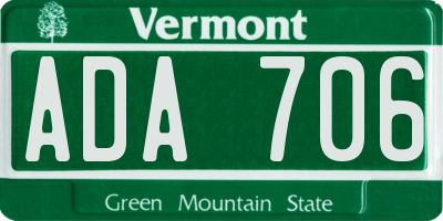 VT license plate ADA706