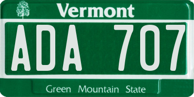 VT license plate ADA707