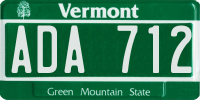 VT license plate ADA712