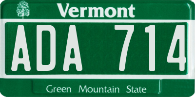 VT license plate ADA714