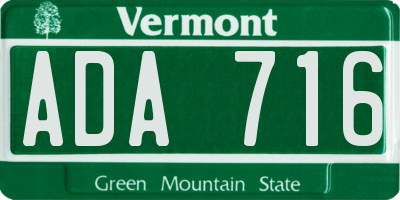 VT license plate ADA716