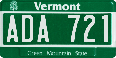 VT license plate ADA721