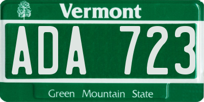 VT license plate ADA723