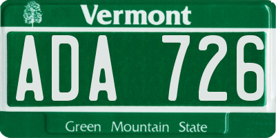 VT license plate ADA726