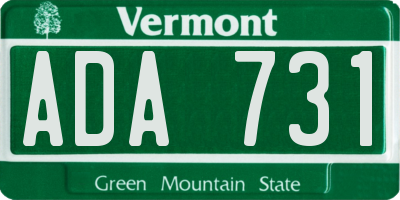 VT license plate ADA731