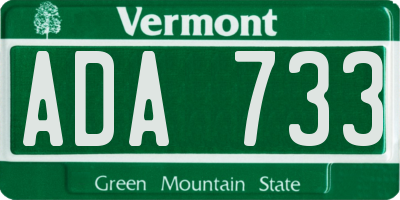VT license plate ADA733