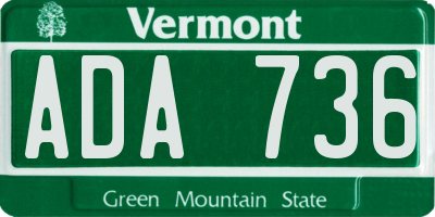 VT license plate ADA736