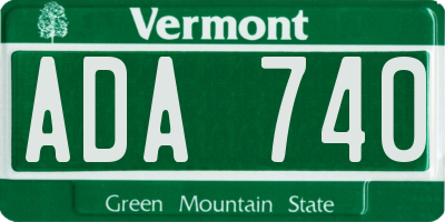 VT license plate ADA740