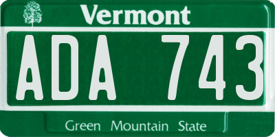 VT license plate ADA743