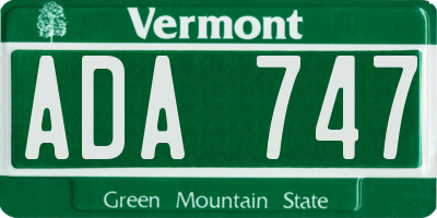 VT license plate ADA747