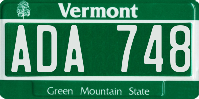 VT license plate ADA748