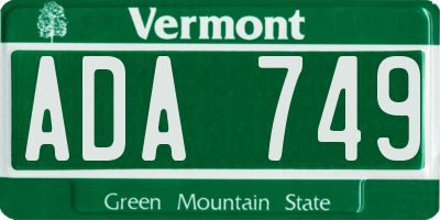 VT license plate ADA749