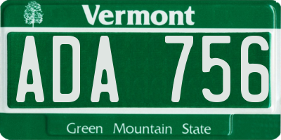 VT license plate ADA756