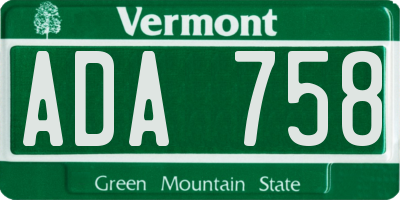VT license plate ADA758