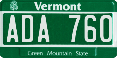 VT license plate ADA760