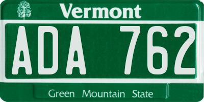 VT license plate ADA762