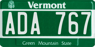 VT license plate ADA767