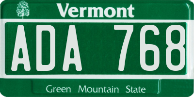 VT license plate ADA768