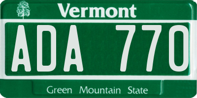 VT license plate ADA770