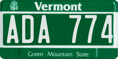 VT license plate ADA774