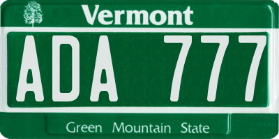 VT license plate ADA777