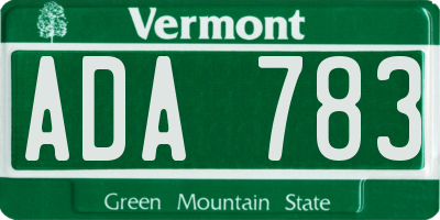 VT license plate ADA783