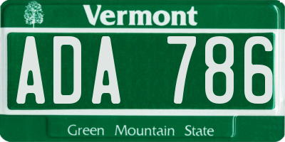 VT license plate ADA786