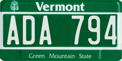 VT license plate ADA794