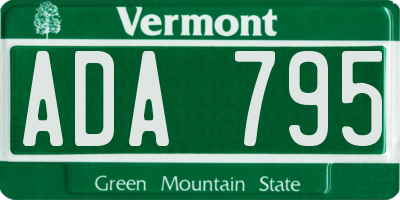 VT license plate ADA795