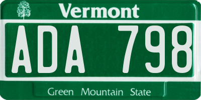 VT license plate ADA798