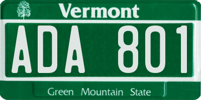 VT license plate ADA801