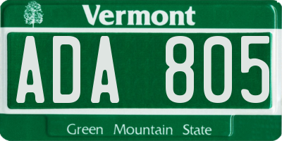 VT license plate ADA805