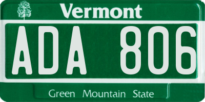 VT license plate ADA806