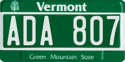 VT license plate ADA807