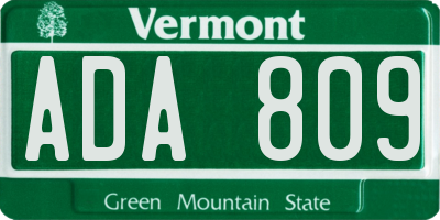 VT license plate ADA809