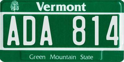 VT license plate ADA814