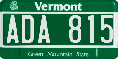 VT license plate ADA815