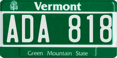 VT license plate ADA818