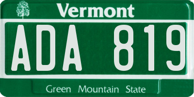 VT license plate ADA819