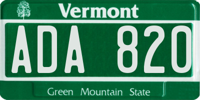VT license plate ADA820