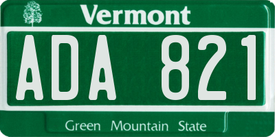 VT license plate ADA821