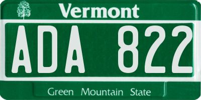 VT license plate ADA822