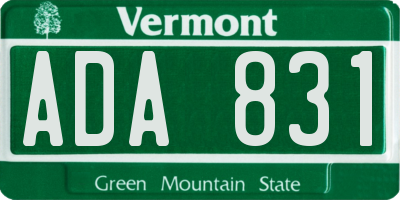 VT license plate ADA831