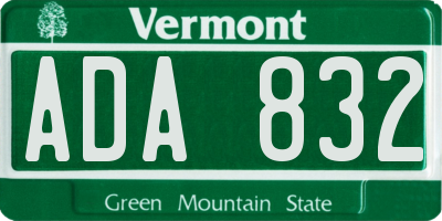 VT license plate ADA832