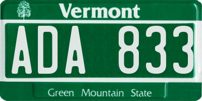 VT license plate ADA833