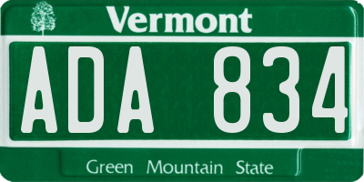 VT license plate ADA834