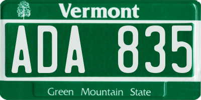 VT license plate ADA835