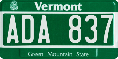 VT license plate ADA837