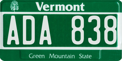 VT license plate ADA838