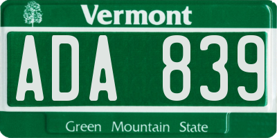 VT license plate ADA839